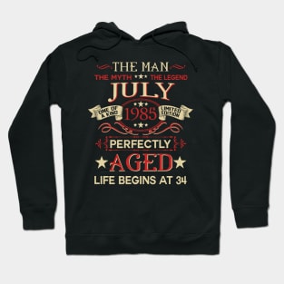 34th Birthday Gifts The Man Myth Legend July 1985 Hoodie